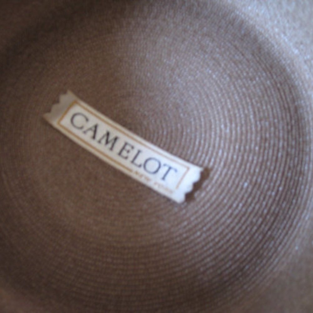 Vintage l 50s Camelot Timeless Tailored Tan Woven Straw Abstract Oragami Bow Hat - Picture 5 of 7